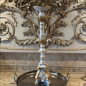 NWT Elegant Gold and White Ornate 22” Candelabra